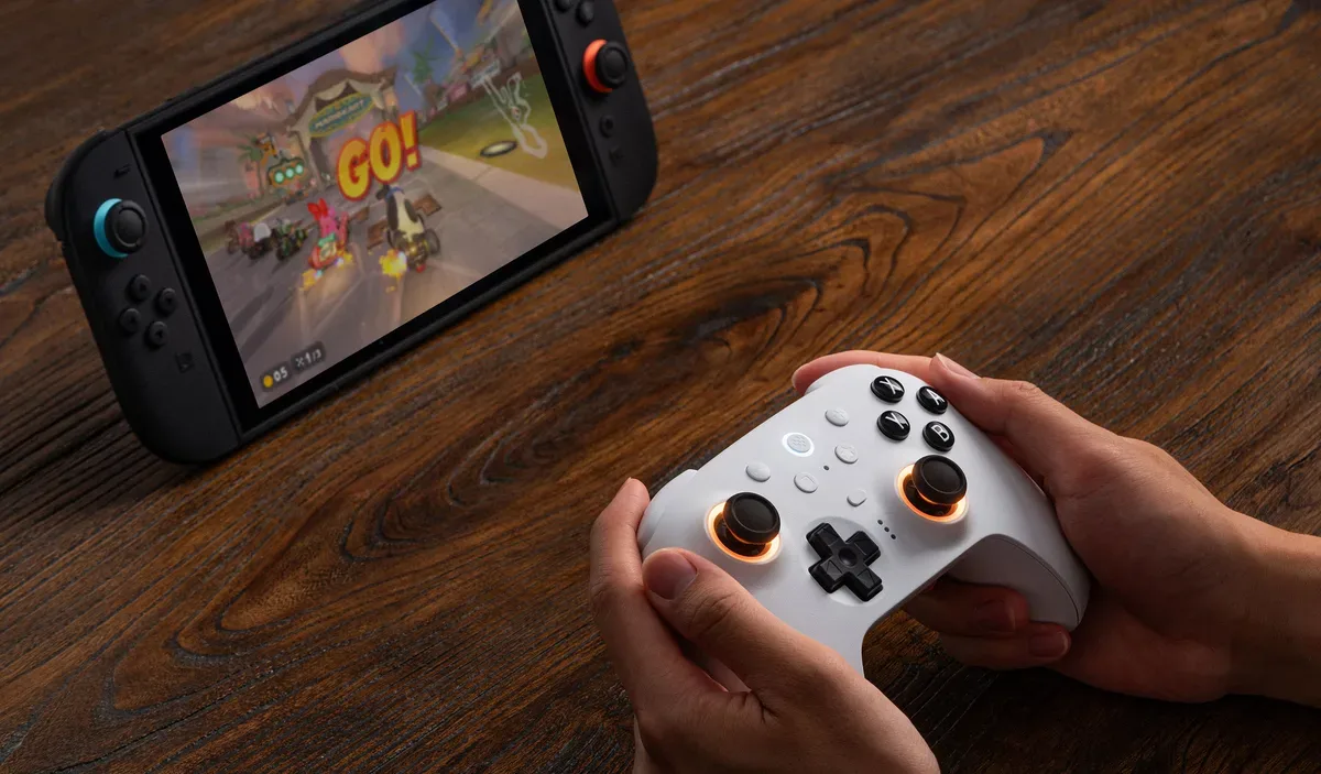 8BitDo Ultimate 2 Bluetooth controller with a Nintendo Switch 2