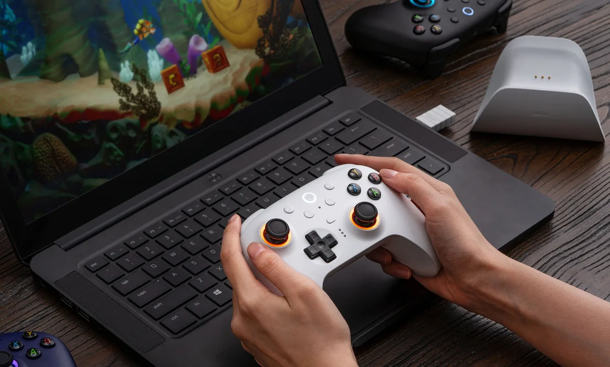 8BitDo Ultimate 2 controller used with a Windows laptop