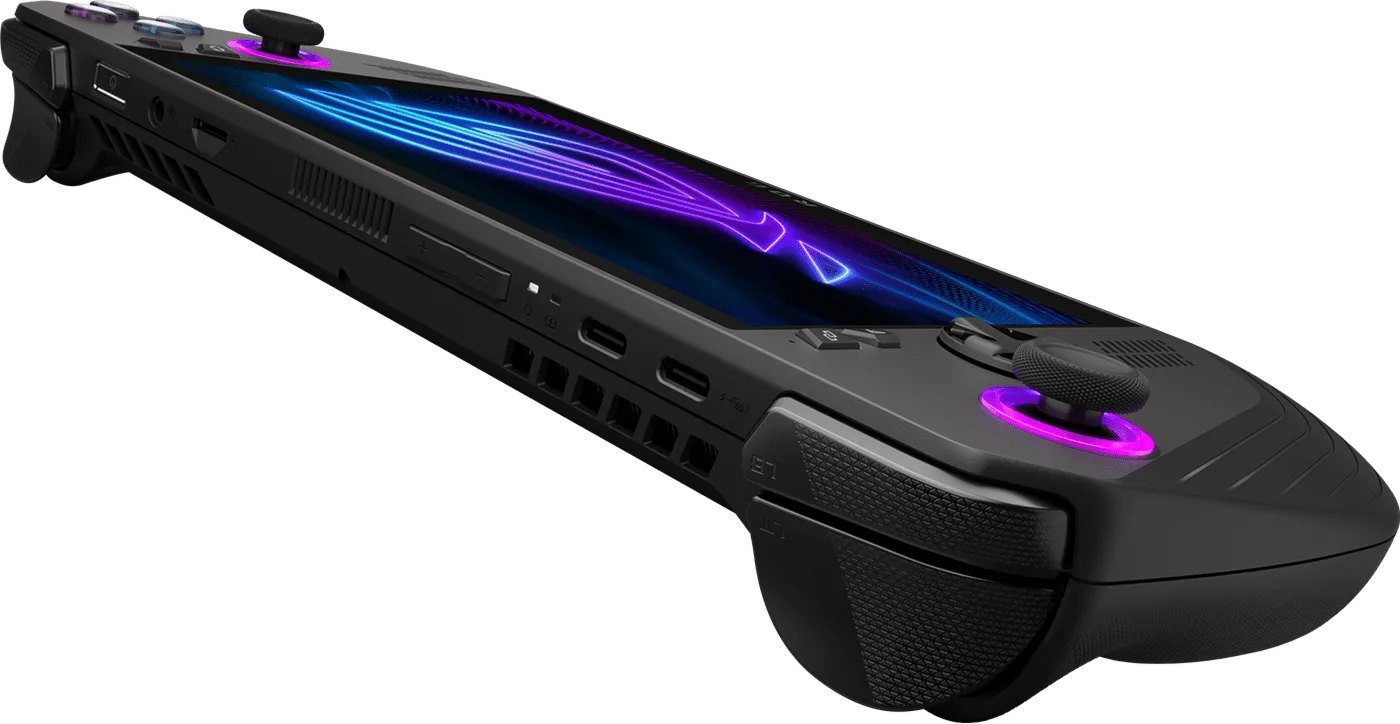 ASUS ROG Ally X top edge showing its two USB-C ports and microSD slot