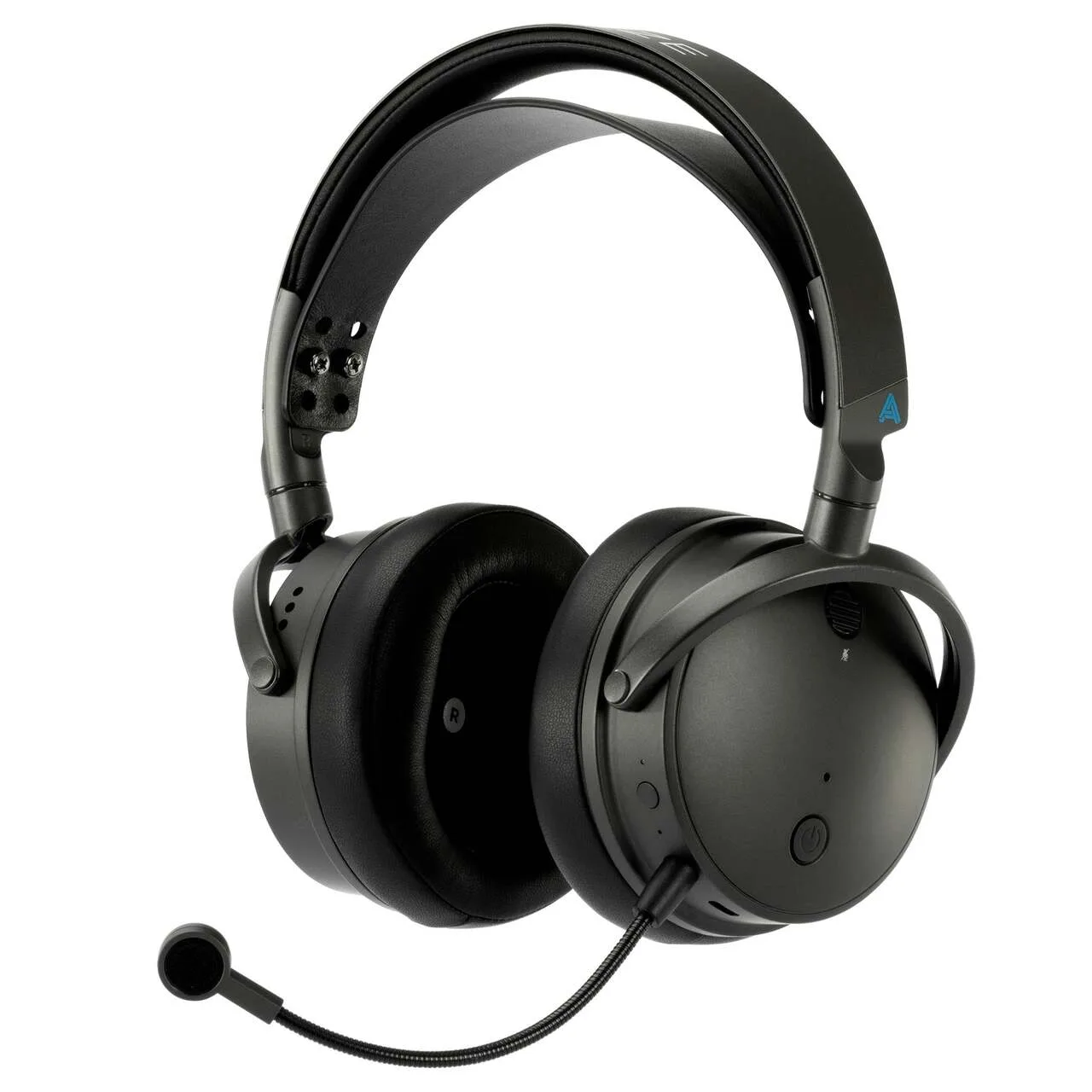Audeze Maxwell headset three-quarter view with the detachable boom mic attached