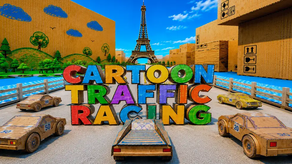 Cartoon Traffic Racing Paper Derby