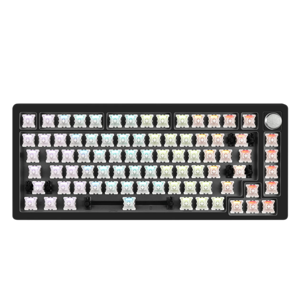 DrunkDeer A75 with the keycaps removed, showing the magnetic switch grid