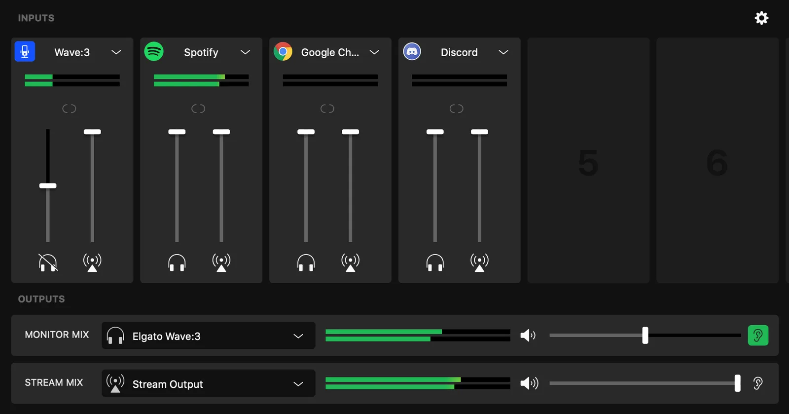 Elgato Wave Link mixer with separate monitor and stream mixes