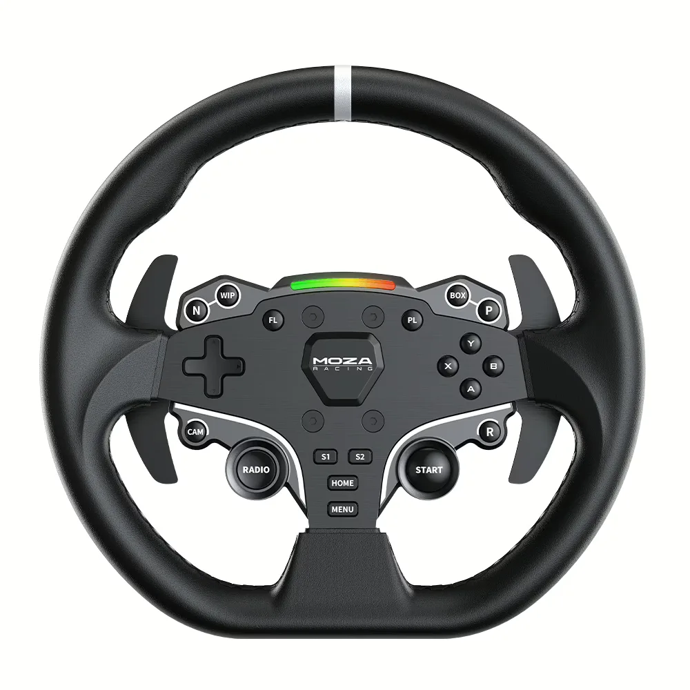 Moza ES steering wheel with D-pad, paddle shifters and shift LEDs