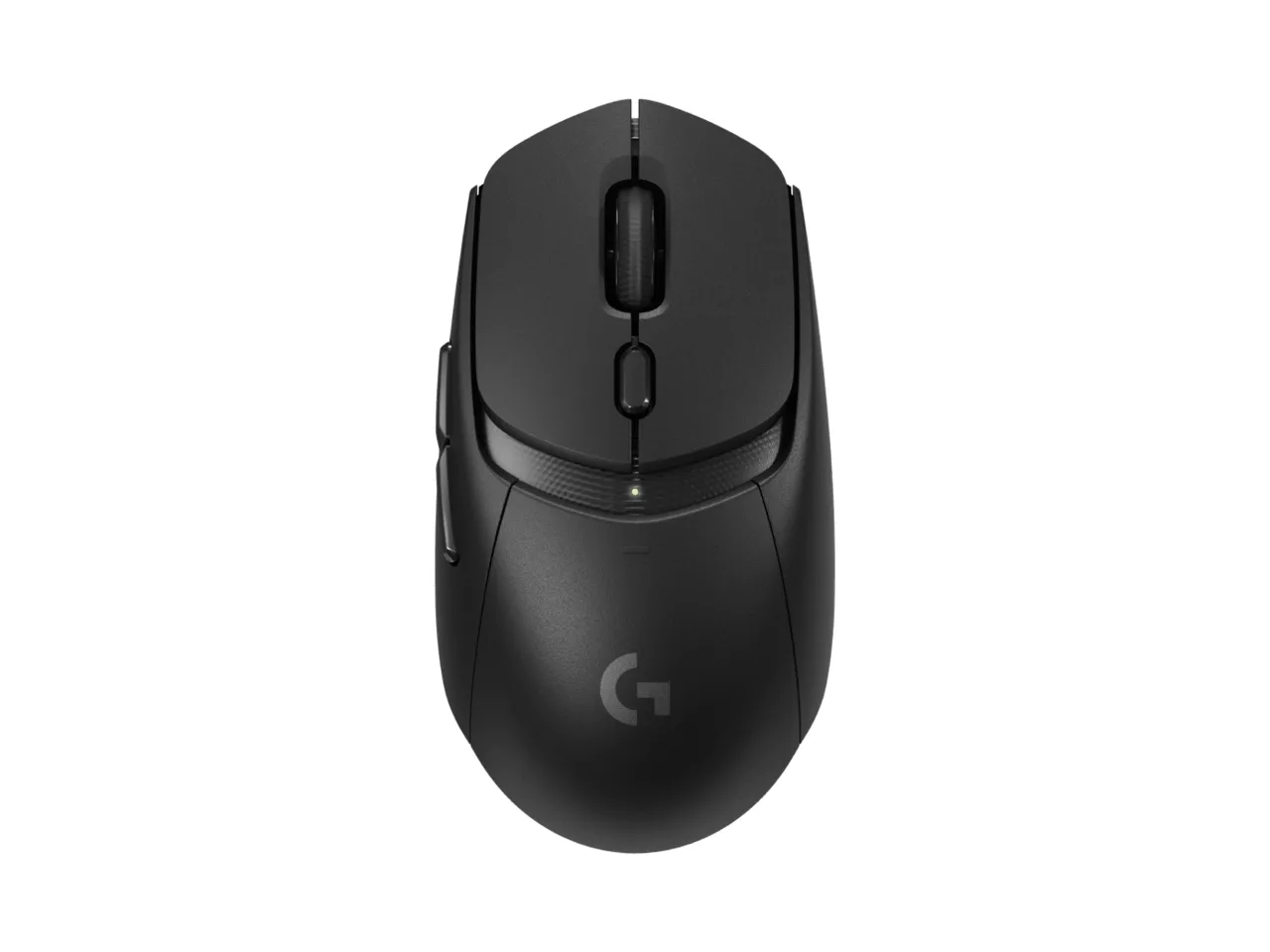Top view of the black Logitech G309 LIGHTSPEED with scroll wheel, DPI button and G logo