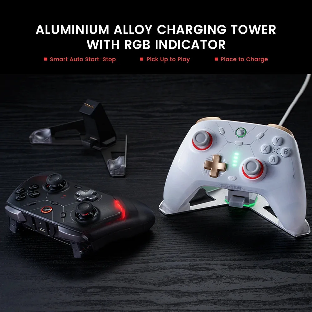 GameSir Cyclone 2 controllers on aluminum charging docks