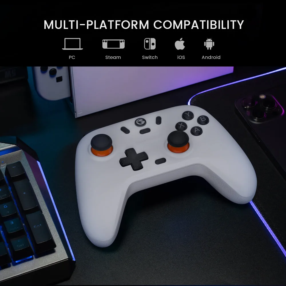 GameSir Nova Lite controller with PC, Steam, Switch, iOS and Android icons