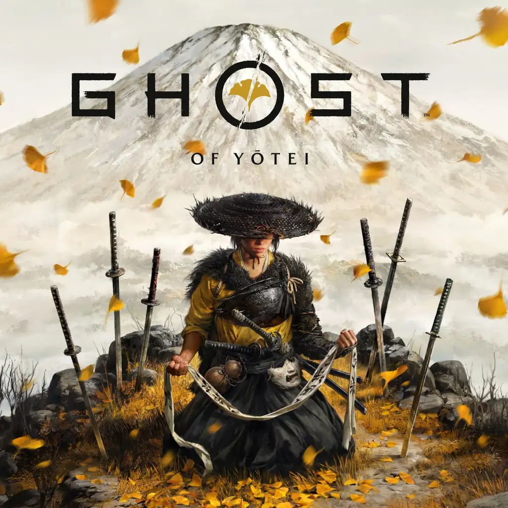 Ghost of Yotei cover art with Atsu in front of Mount Yotei