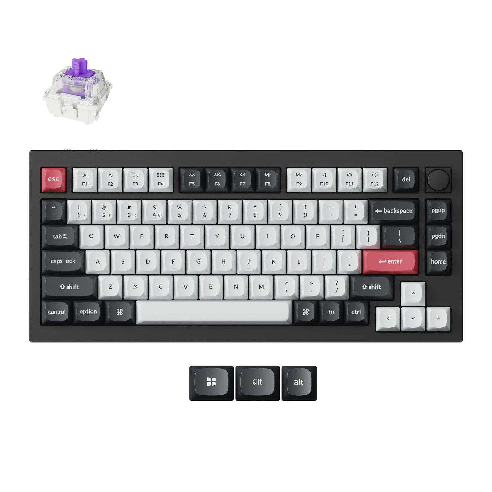 Keychron Q1 HE 75% aluminum keyboard in carbon black with a knob