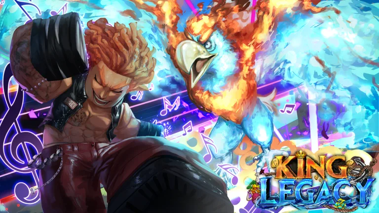 King Legacy key art of a fighter with a Phoenix fruit power