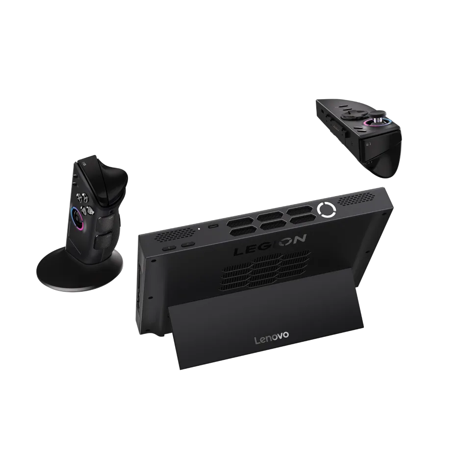 Legion Go 2 with both controllers detached and the kickstand open