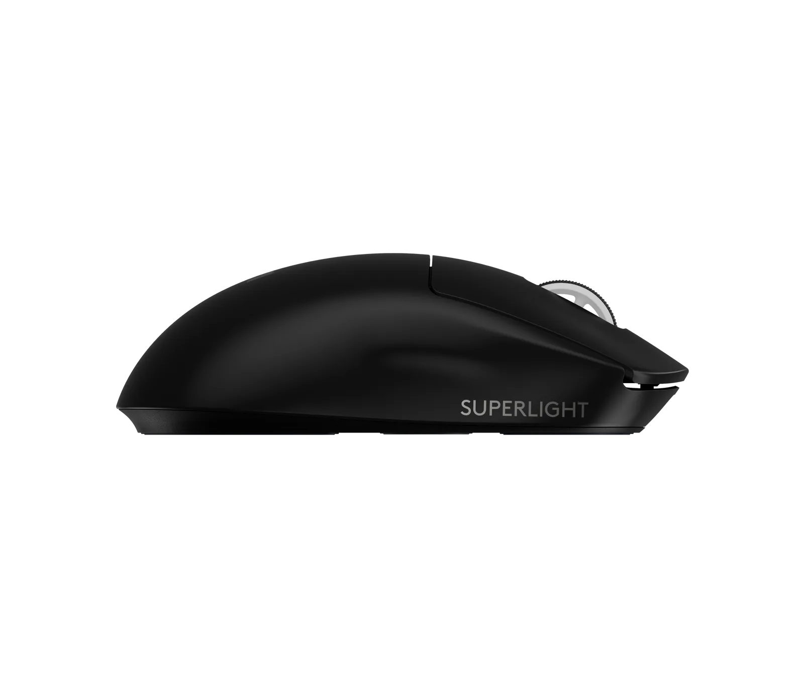 Side view of the black Logitech G Pro X Superlight 2 showing its low profile