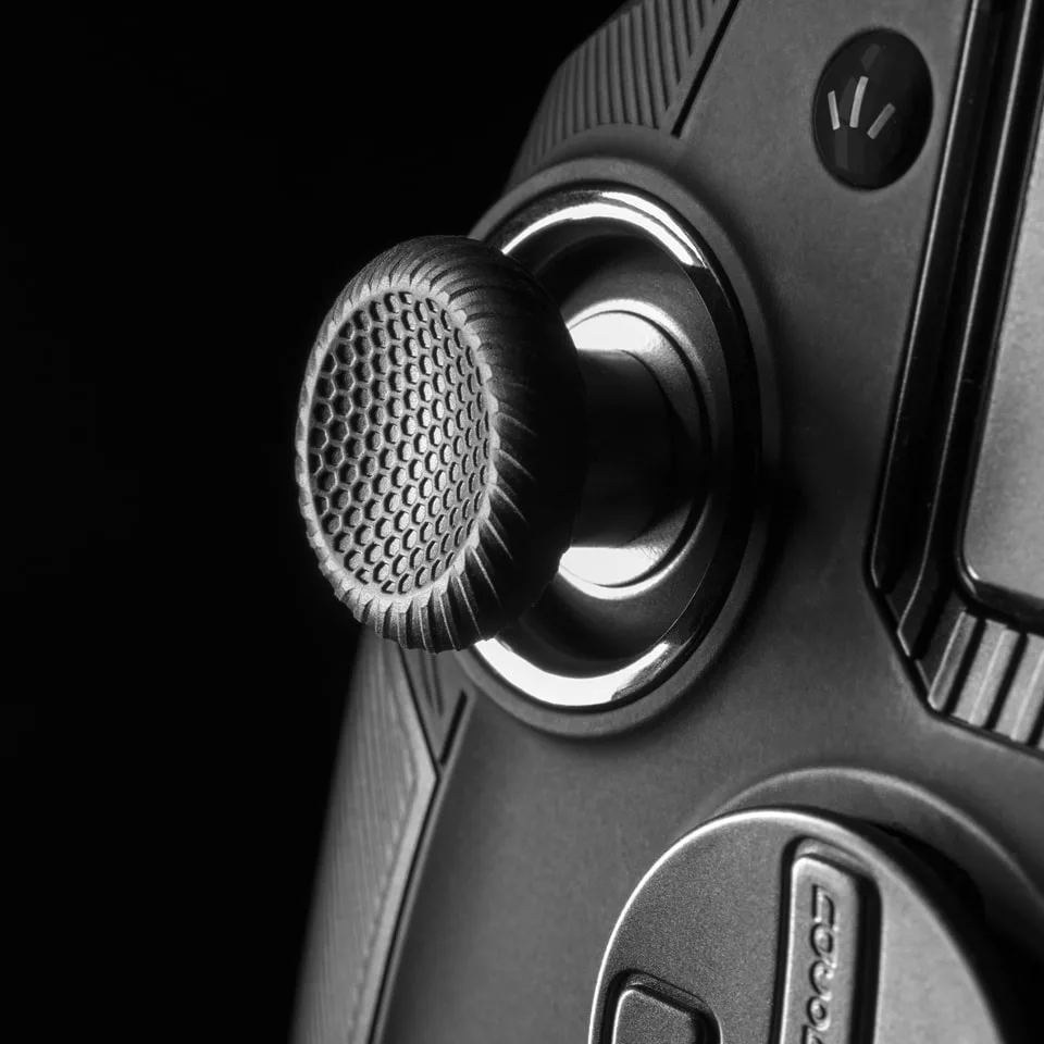 Close-up of a Nacon Revolution 5 Pro Hall effect thumbstick