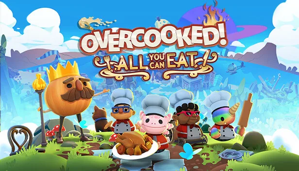 Overcooked! All You Can Eat key art with the chef characters