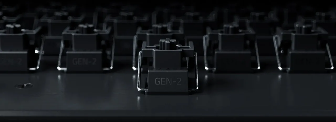 Close-up of a Razer Gen-2 analog optical switch on the Huntsman V3 Pro Mini