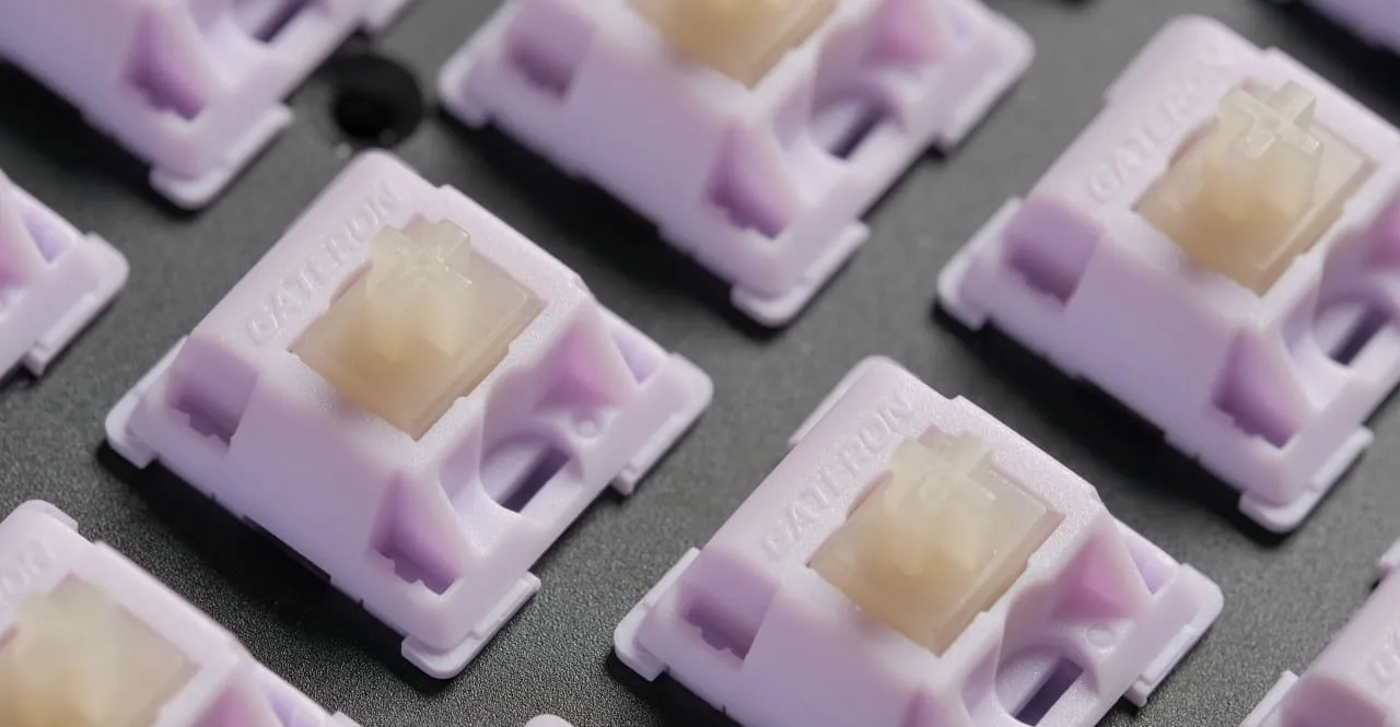 Linear switches installed in a custom keyboard plate