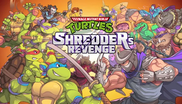 Teenage Mutant Ninja Turtles Shredder's Revenge key art with the four turtles