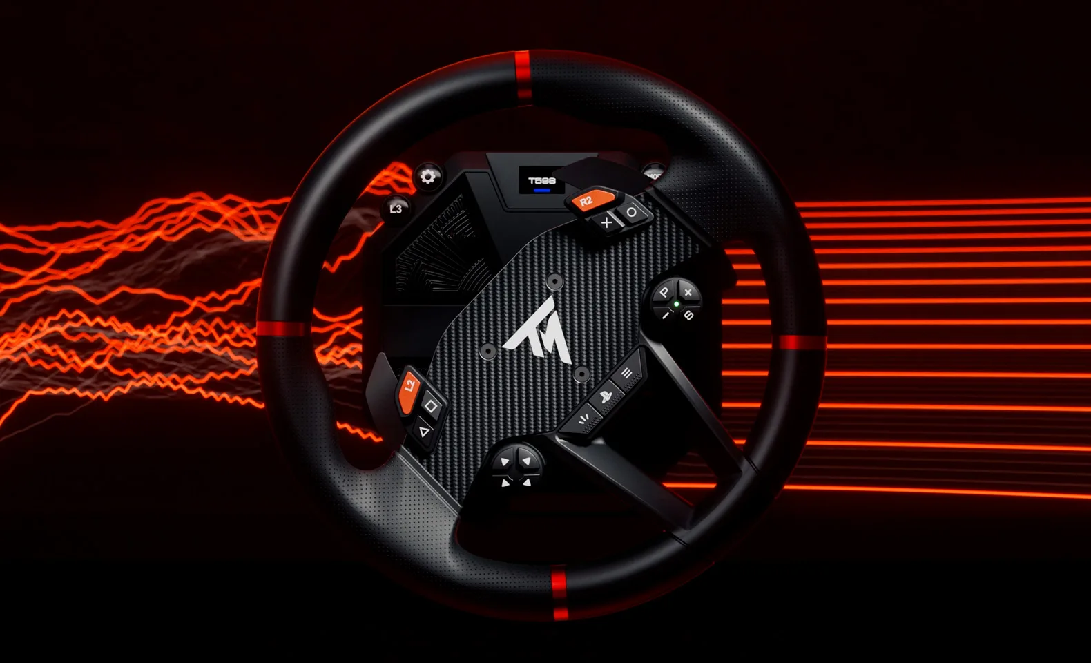 Sportcar steering wheel rim for the T598 with paddle shifters, D-pad and encoder buttons