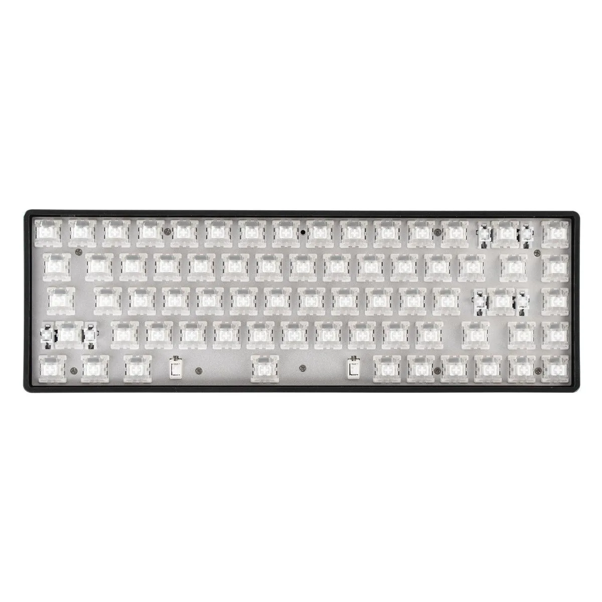 DrunkDeer G65 with keycaps removed showing the magnetic switches on the plate
