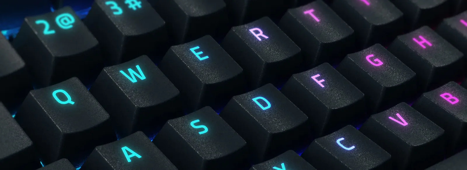 Close-up of doubleshot ABS keycaps with shine-through legends on the BlackWidow V4 Pro