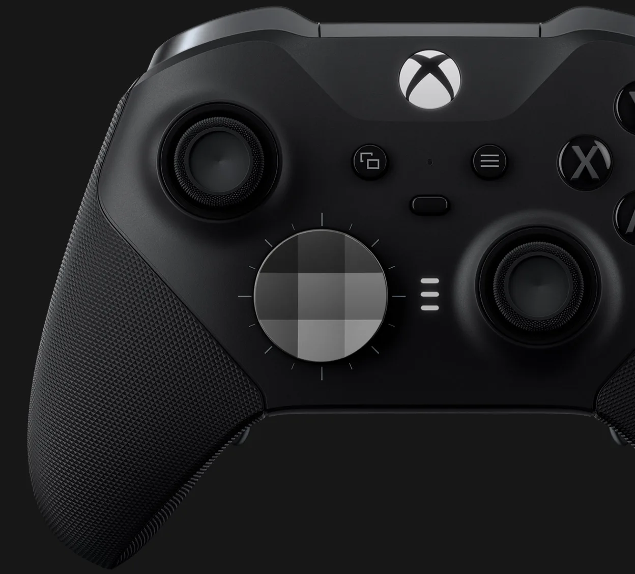 Xbox Elite Series 2 close-up of the thumbsticks and D-pad